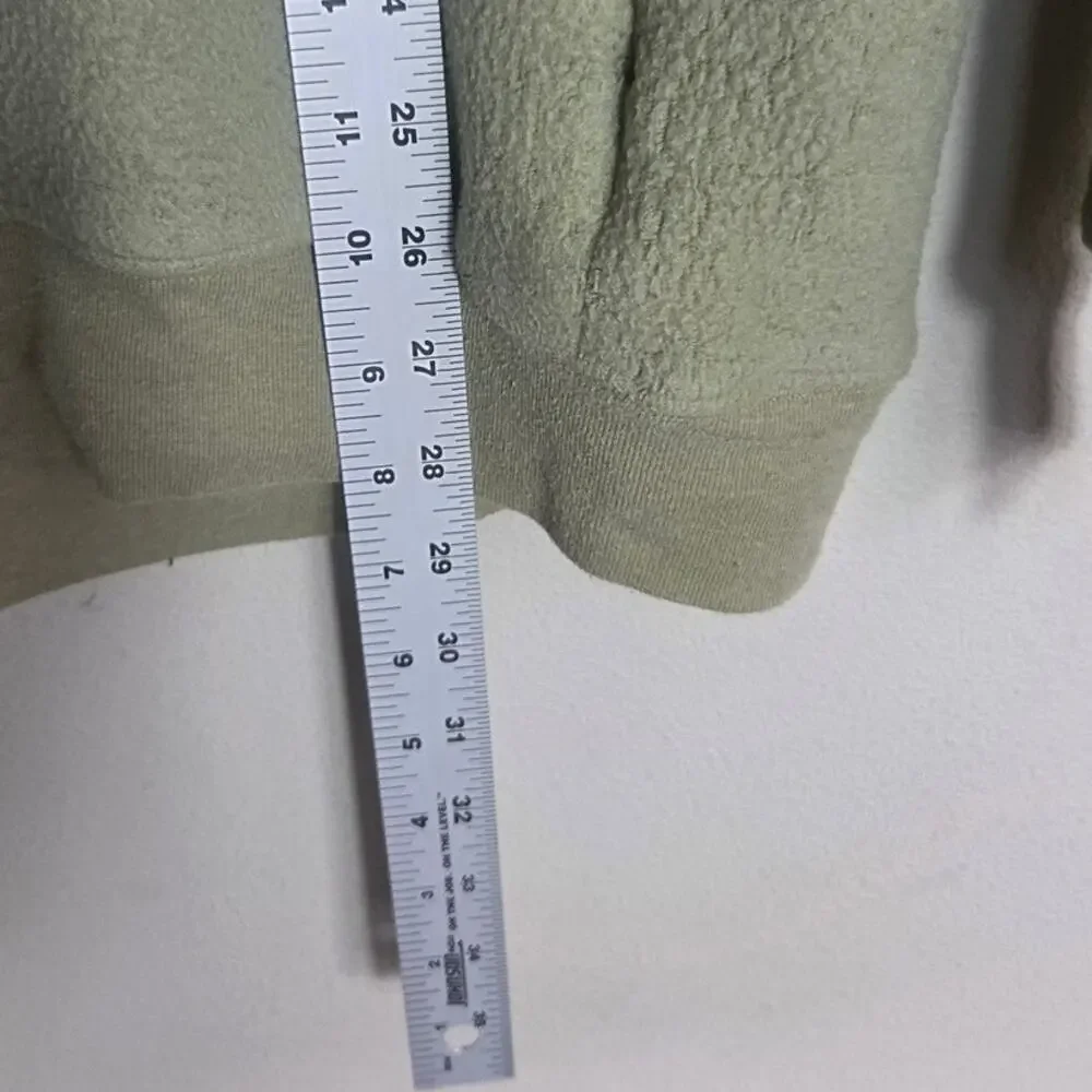 ALO Yoga Triumph Woman's Green Fuzzy Pullover Hoodie Sweatshirt Size XL